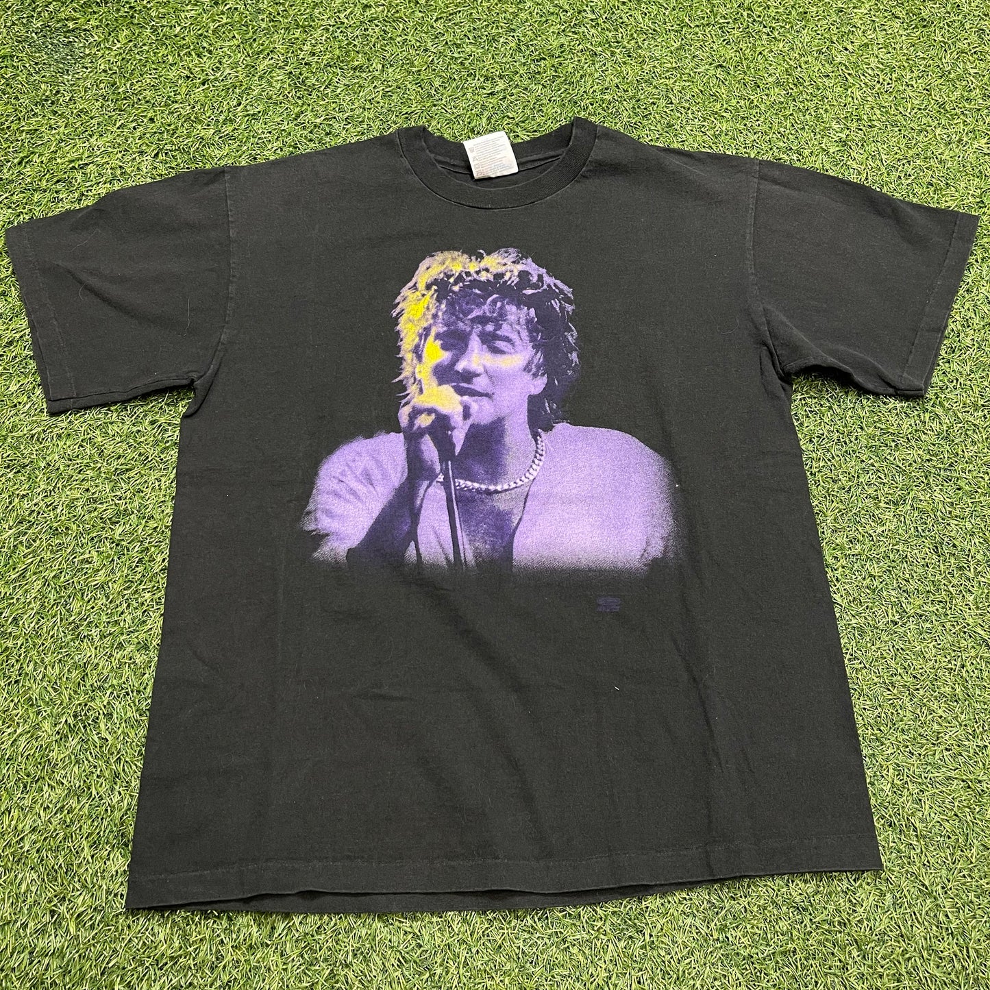 1993 Rod Stewart Unplugged Black Tee Size Small USED v14958