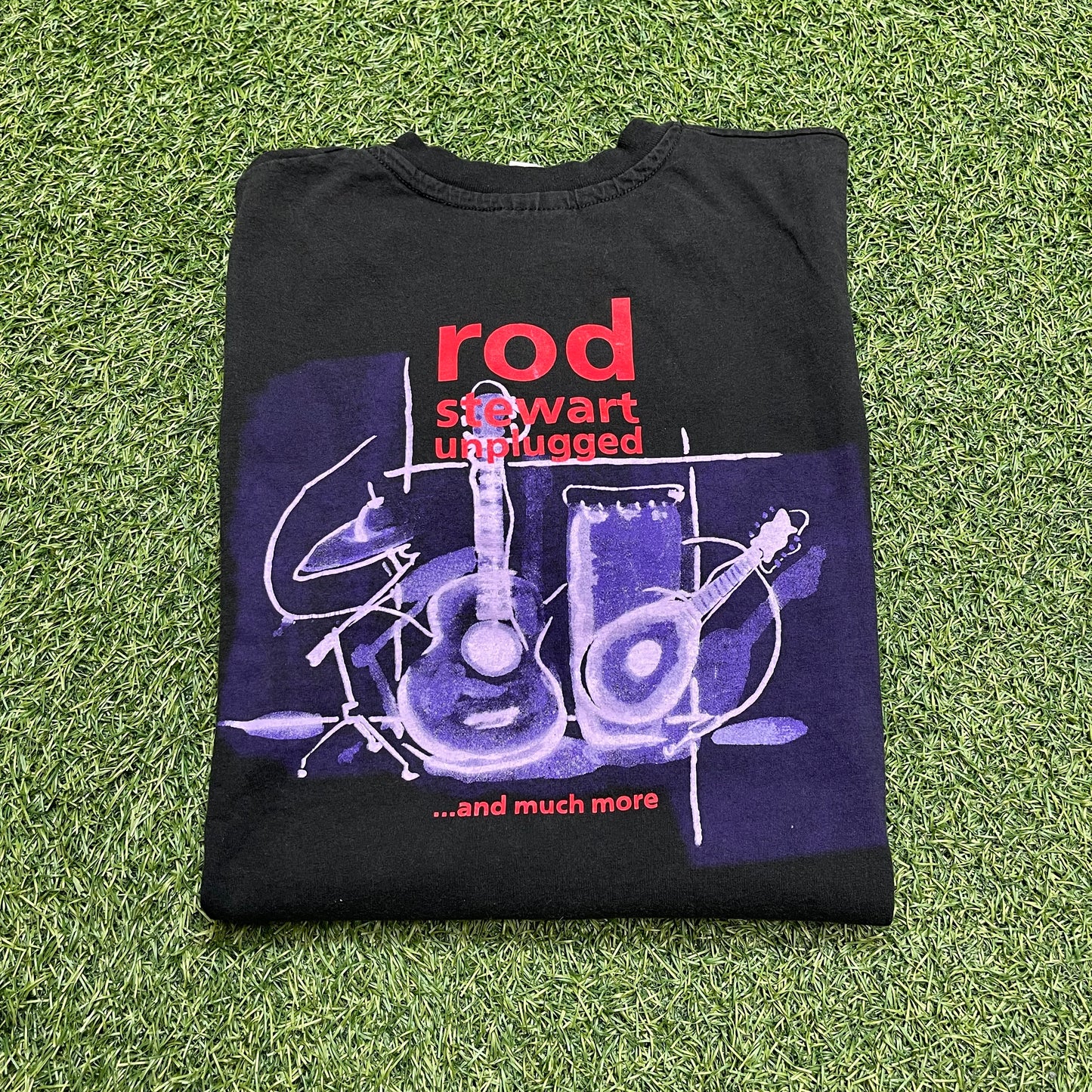 1993 Rod Stewart Unplugged Black Tee Size Small USED v14958
