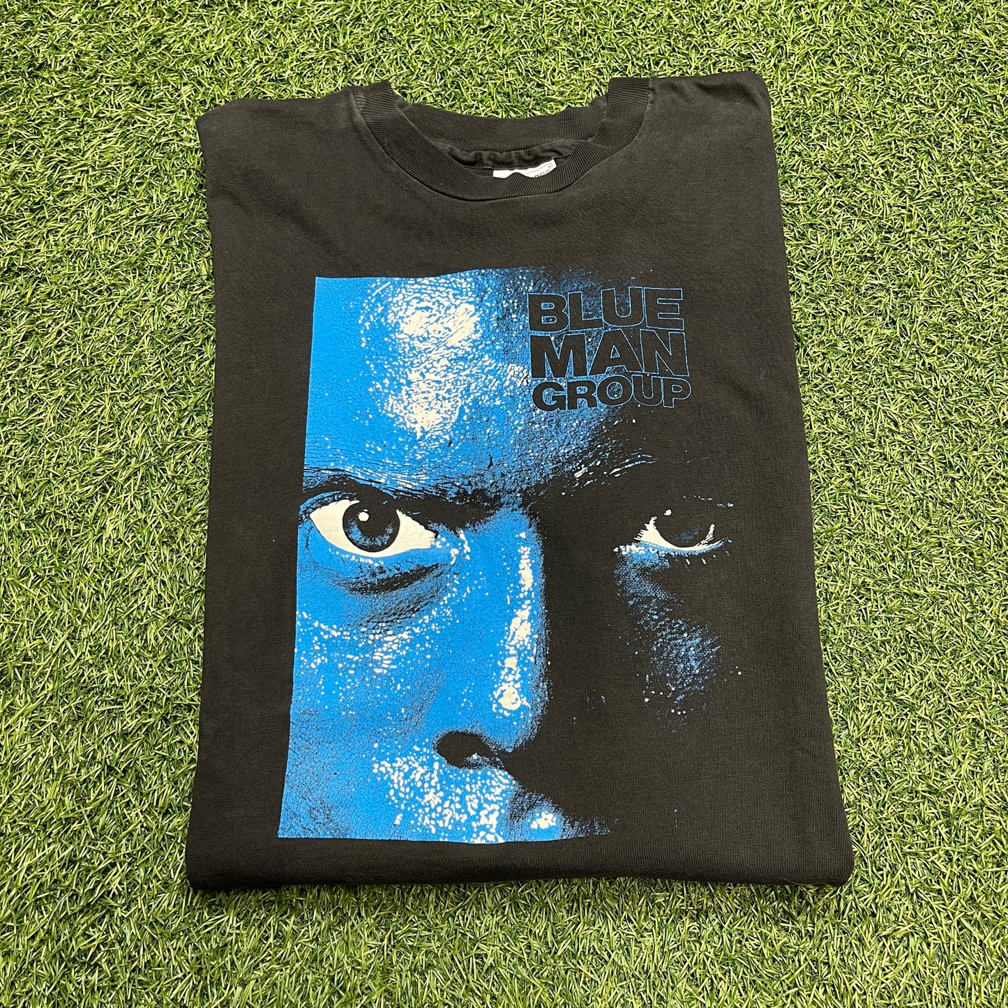 1990s Blue Man Group Promo Black Tee Size XL USED v14977