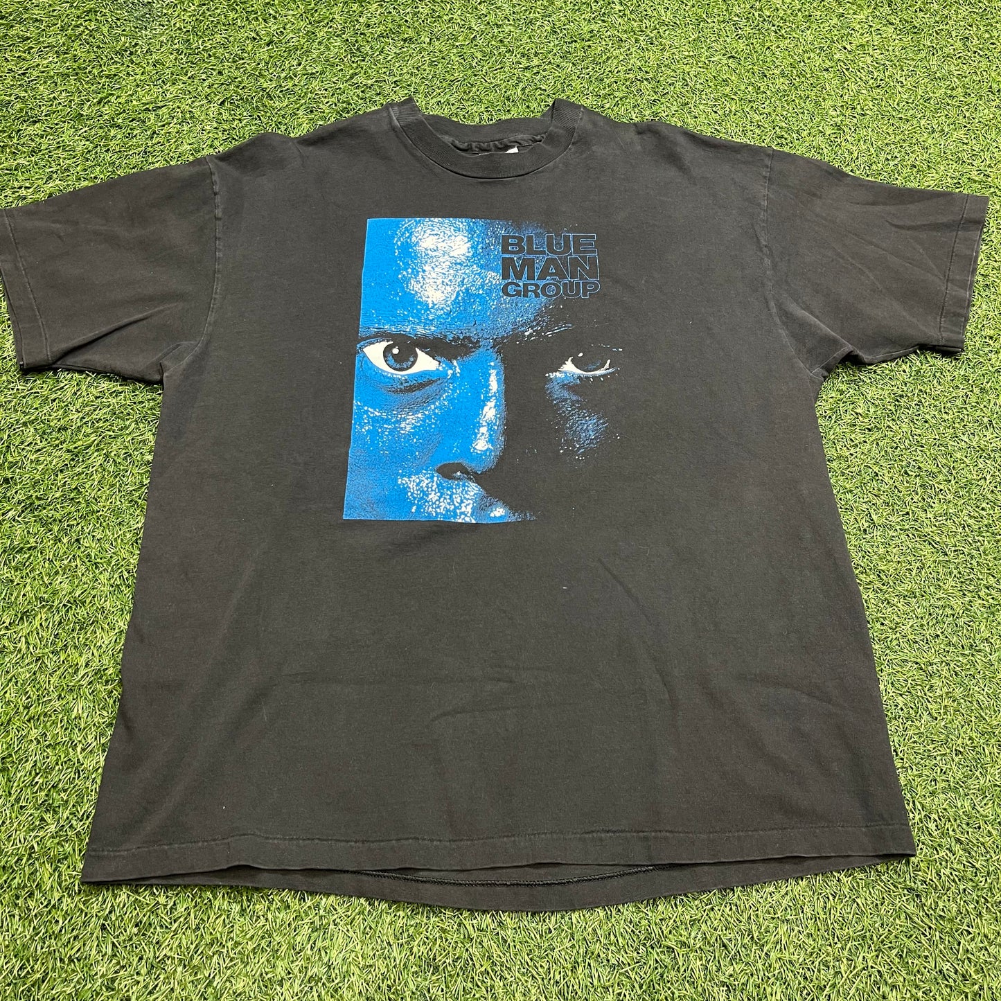 1990s Blue Man Group Promo Black Tee Size XL USED v14977