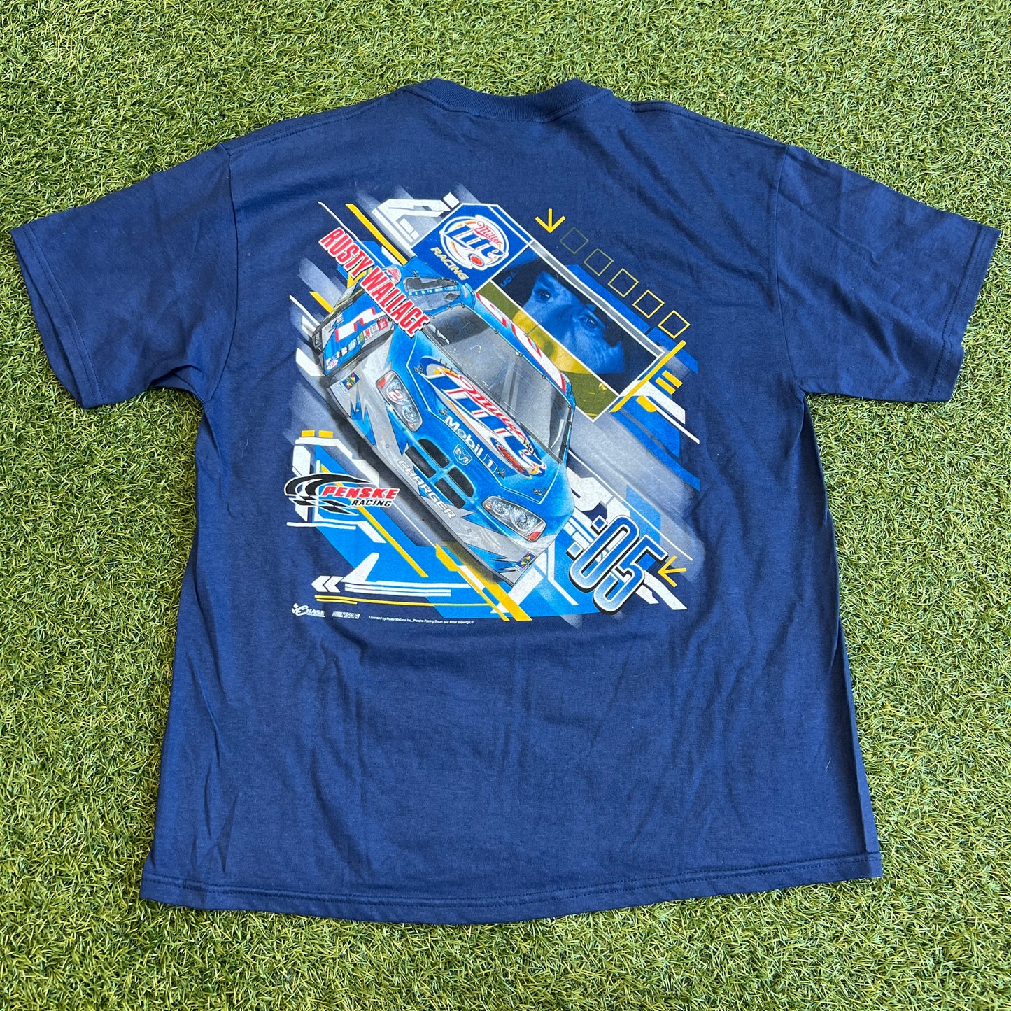 2005 Miller Lite Racing "Rustys Last Call" Blue Tee Size Large USED v15757