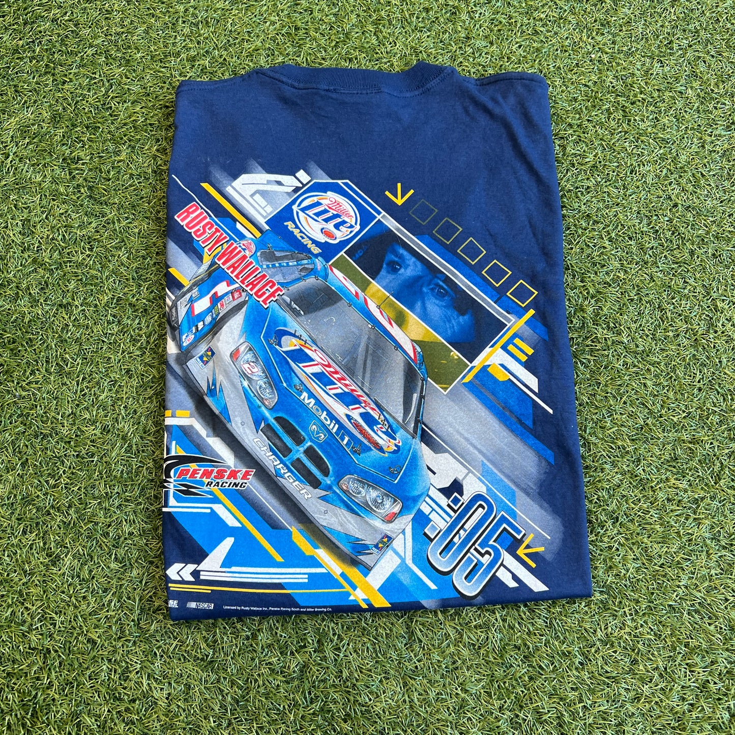 2005 Miller Lite Racing "Rustys Last Call" Blue Tee Size Large USED v15757