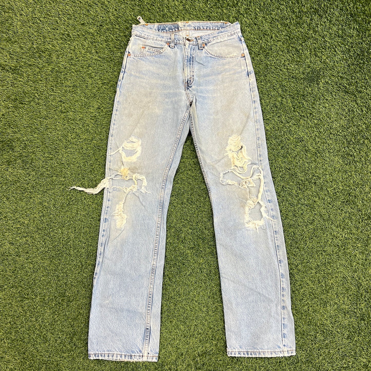 Levi 505s Orange Tab Light Blue Jeans Size 31x34 USED v14752