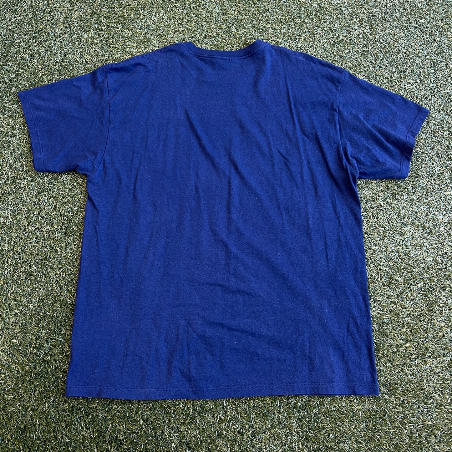 1990s Nike White Tag Navy Tee/White Swoosh Size XL USED v15742