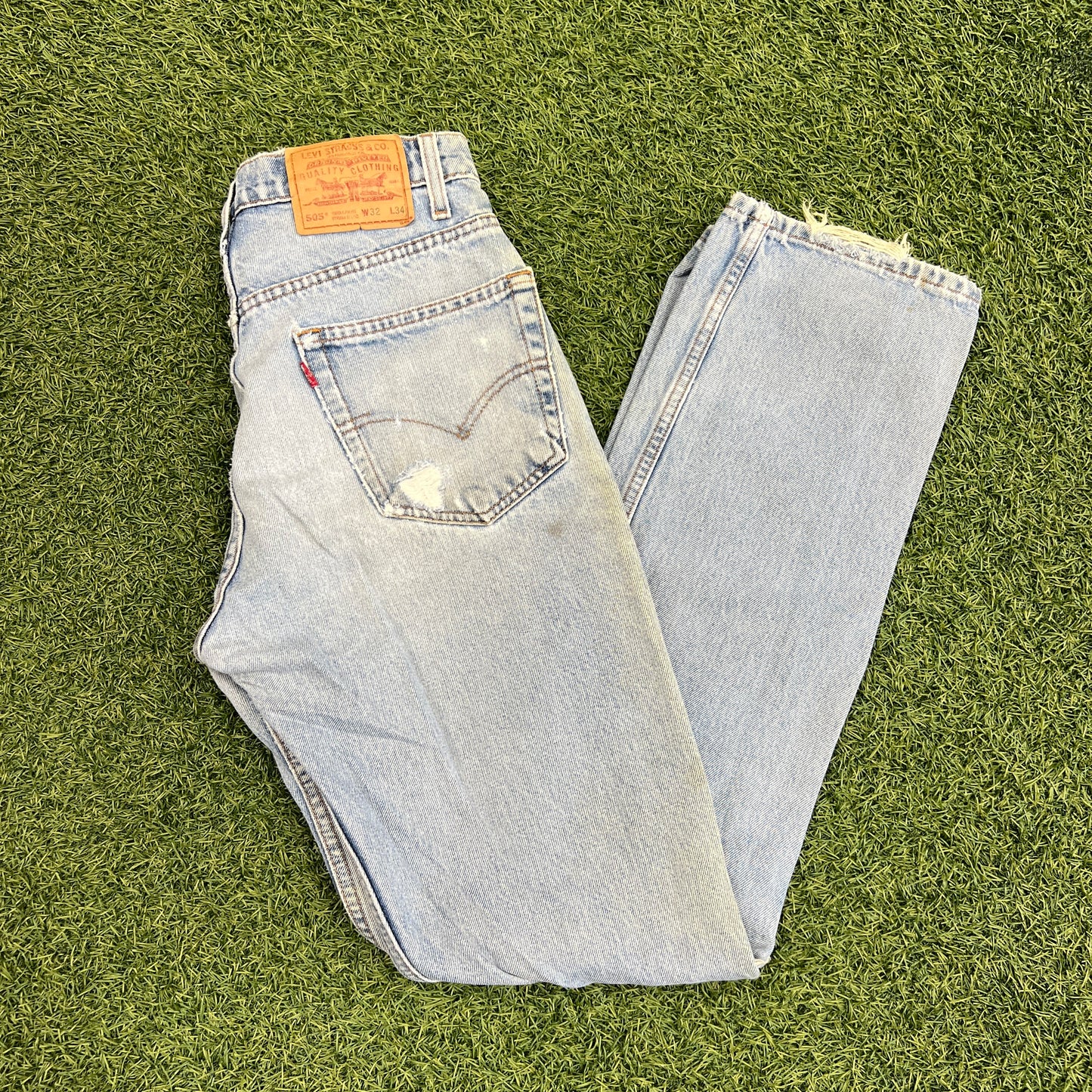 Levi 505s Red Tab Light Blue Jeans Size 32x34 USED v14759