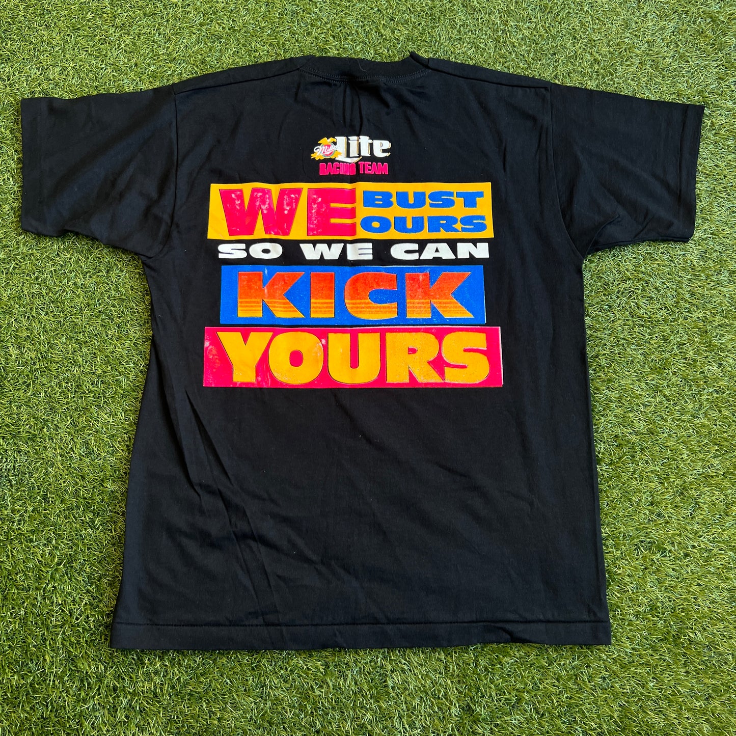 Y2K Nascar Miller Lite Racing Team Black Tee Size XL USED v15732
