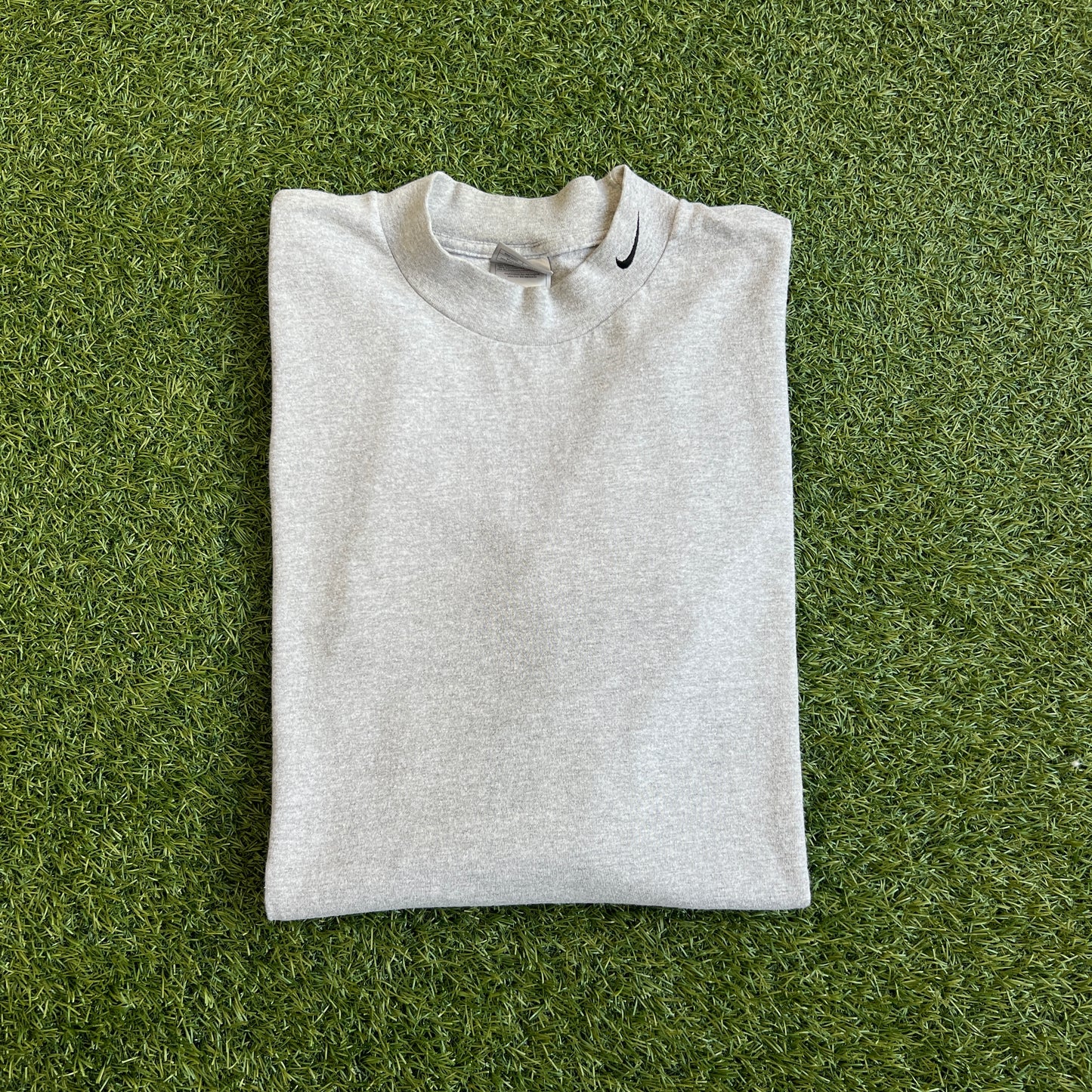Y2K Nike Silver Tag Grey Mockneck Longsleeve Size XL USED v15739