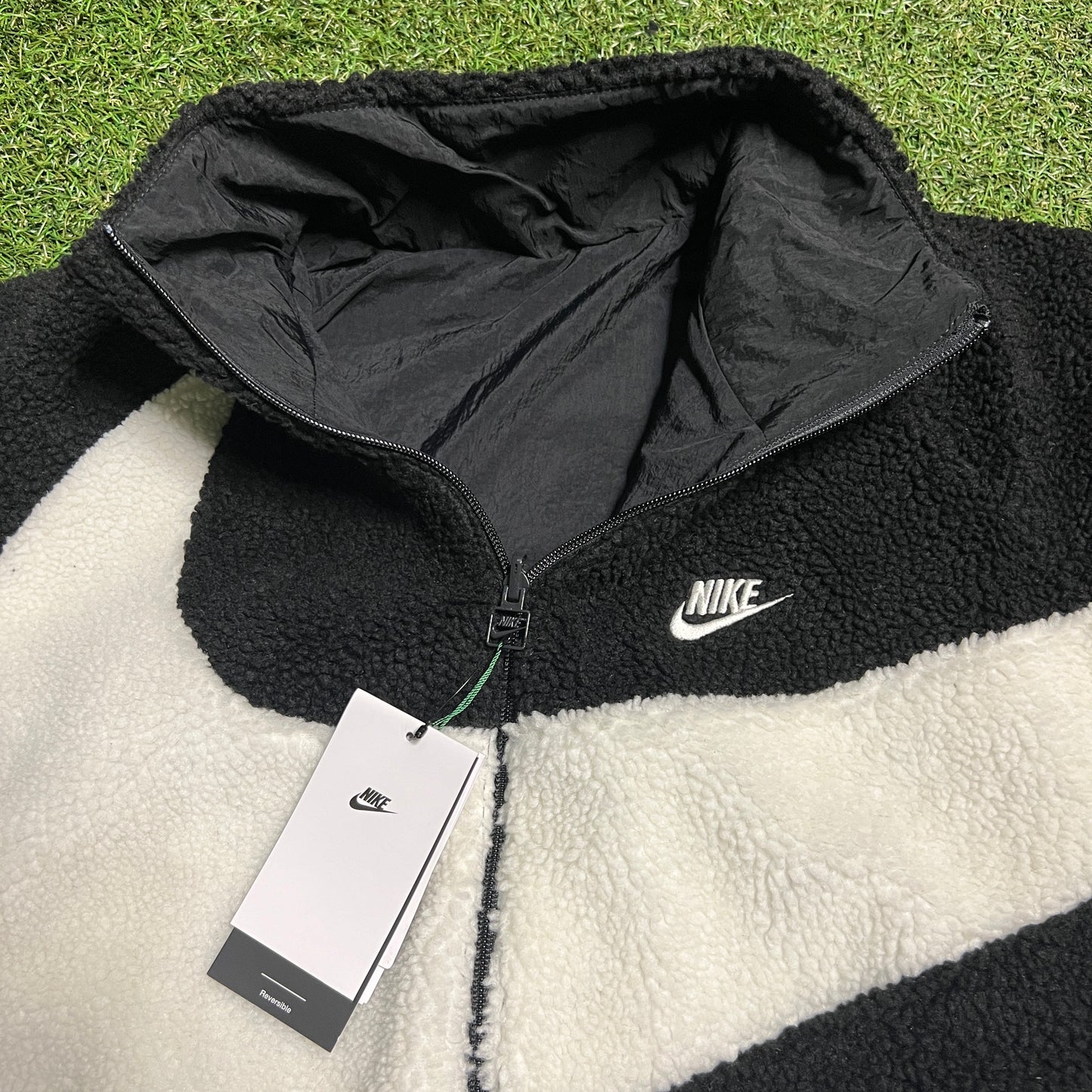 Nike Big Swoosh Reversible Boa Jacket (Asia Sizing) Black Sail Size 3XL NEW x11385