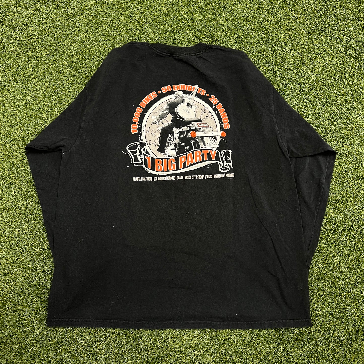 2002 Harley Davidson 1 Big Party Black Long Sleeve Size XL USED v14723