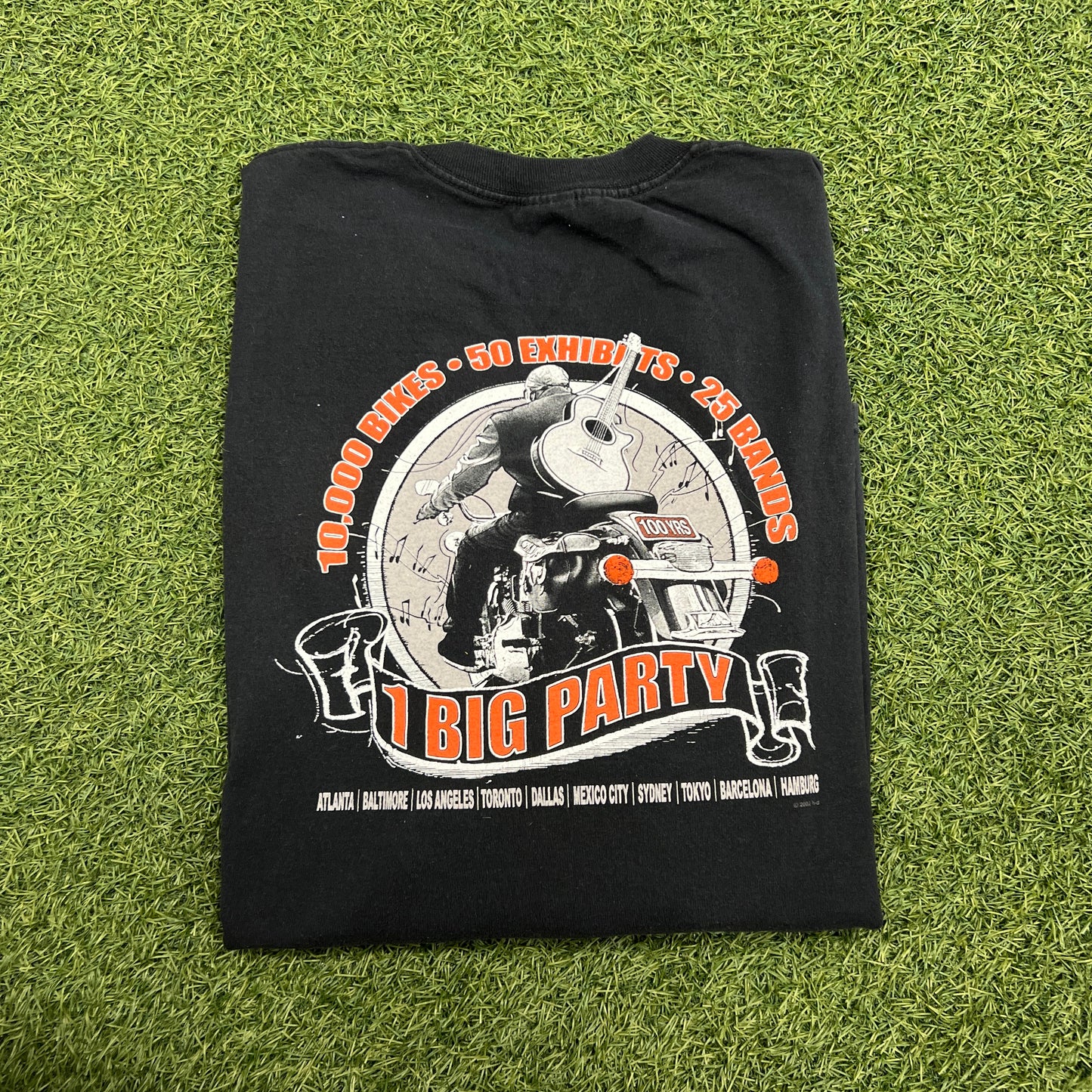 2002 Harley Davidson 1 Big Party Black Long Sleeve Size XL USED v14723