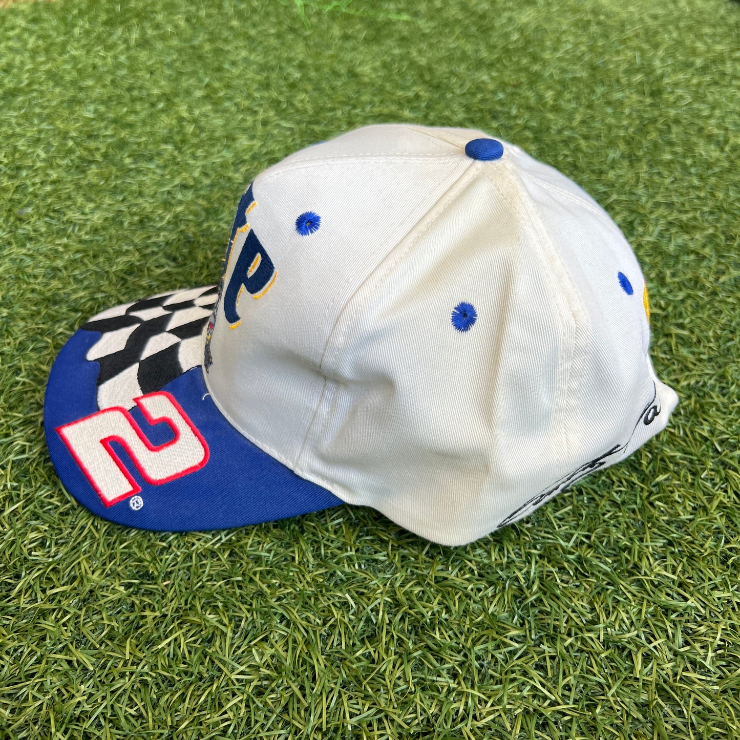 1990s Miller Lite Rusty Wallace Checkered Brim Hat One Size USED v15767