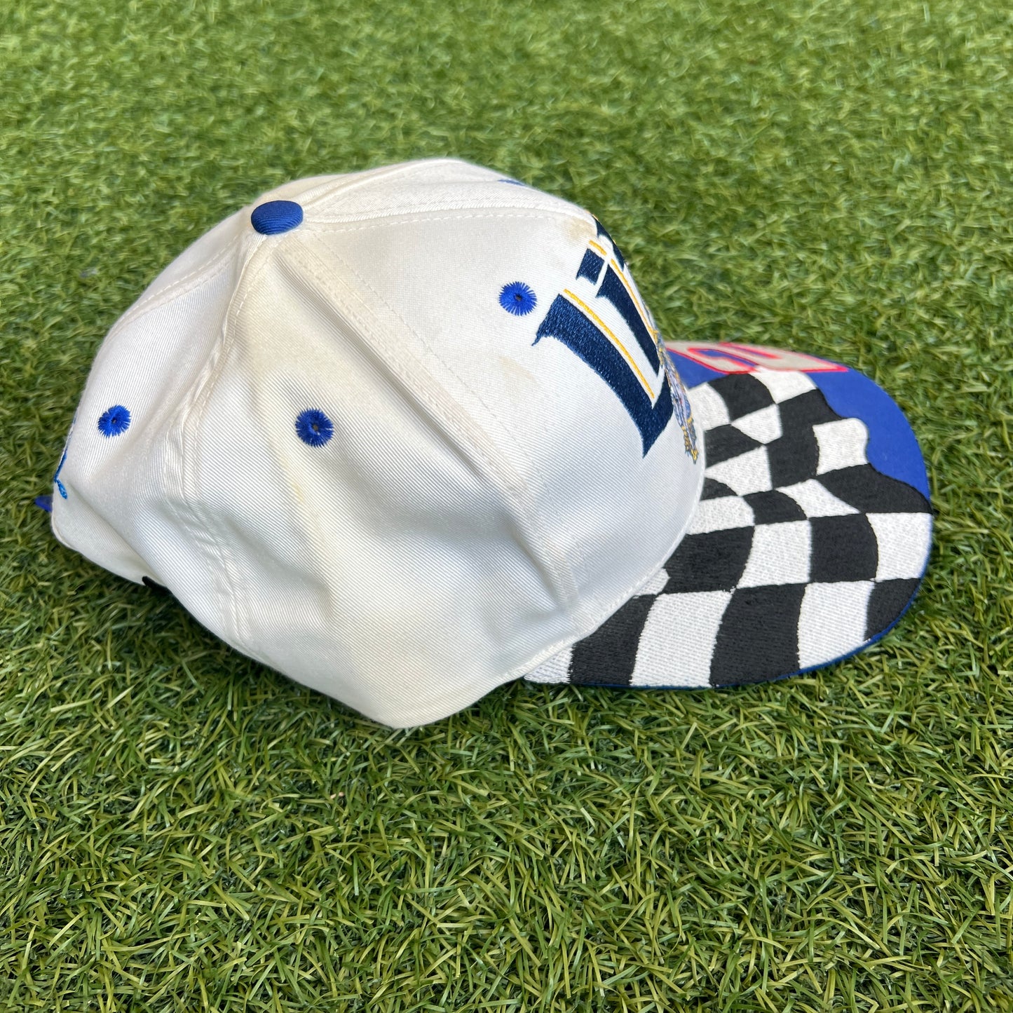 1990s Miller Lite Rusty Wallace Checkered Brim Hat One Size USED v15767