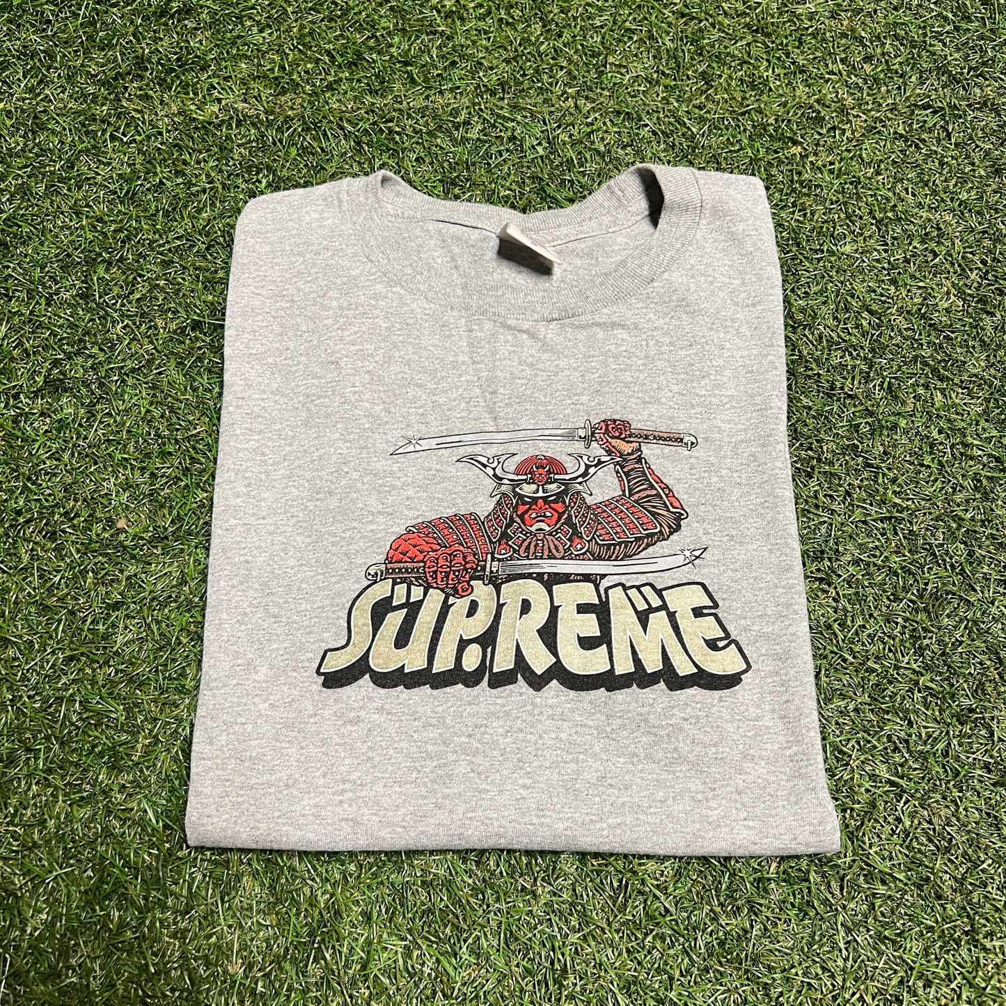Supreme FW21 Samurai Tee Heather Grey Size Medium USED x11434