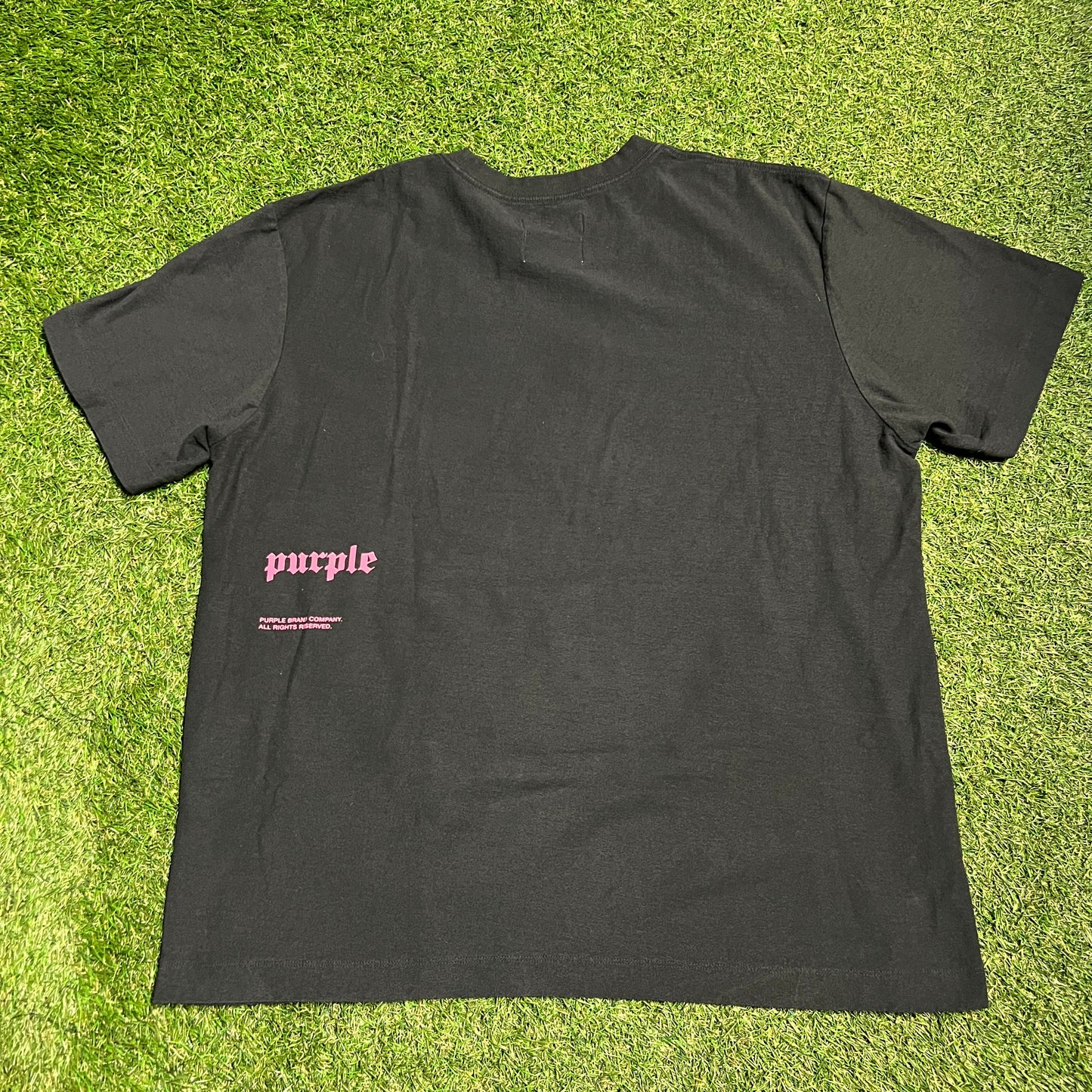 Purple Brand Big P Pink Logo Black Tee Size XXL USED v14011