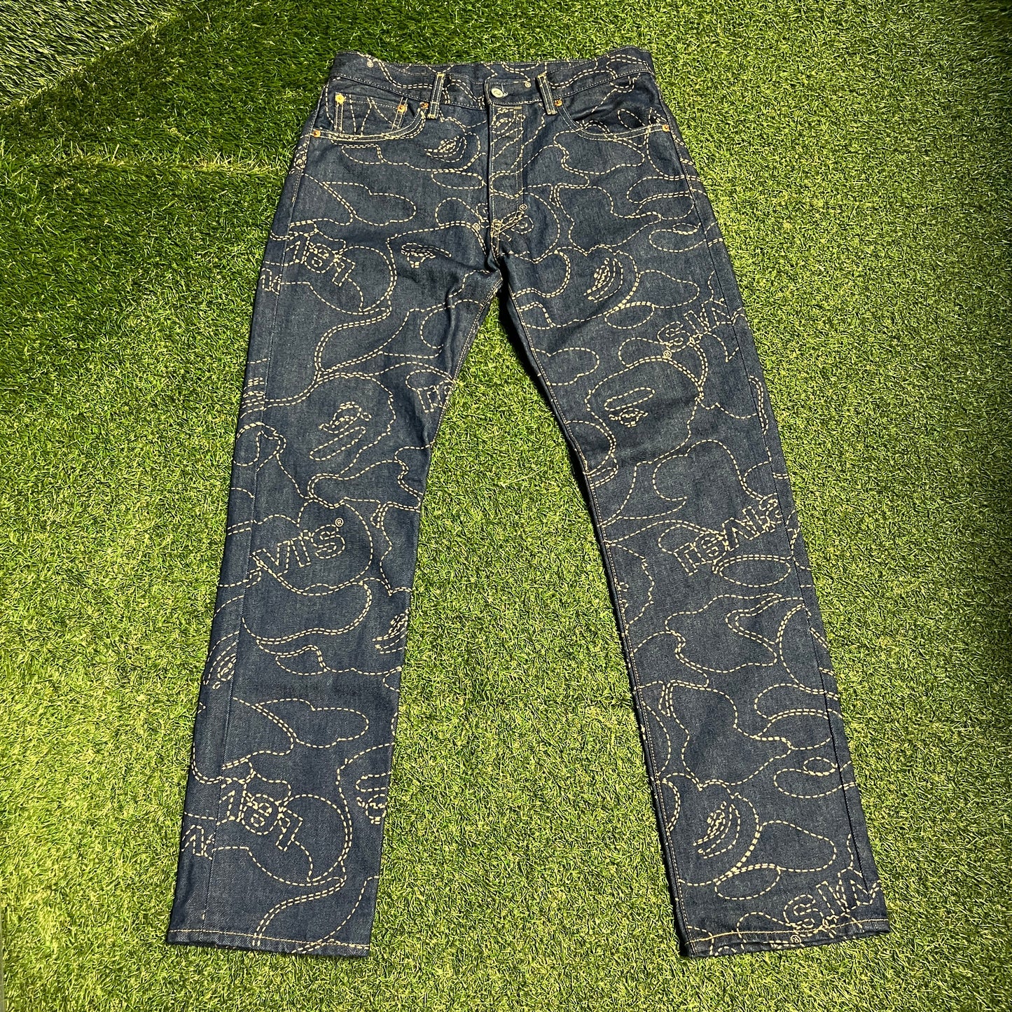 BAPE x Levi's Camo 501 Indigo Size 32 USED x13218