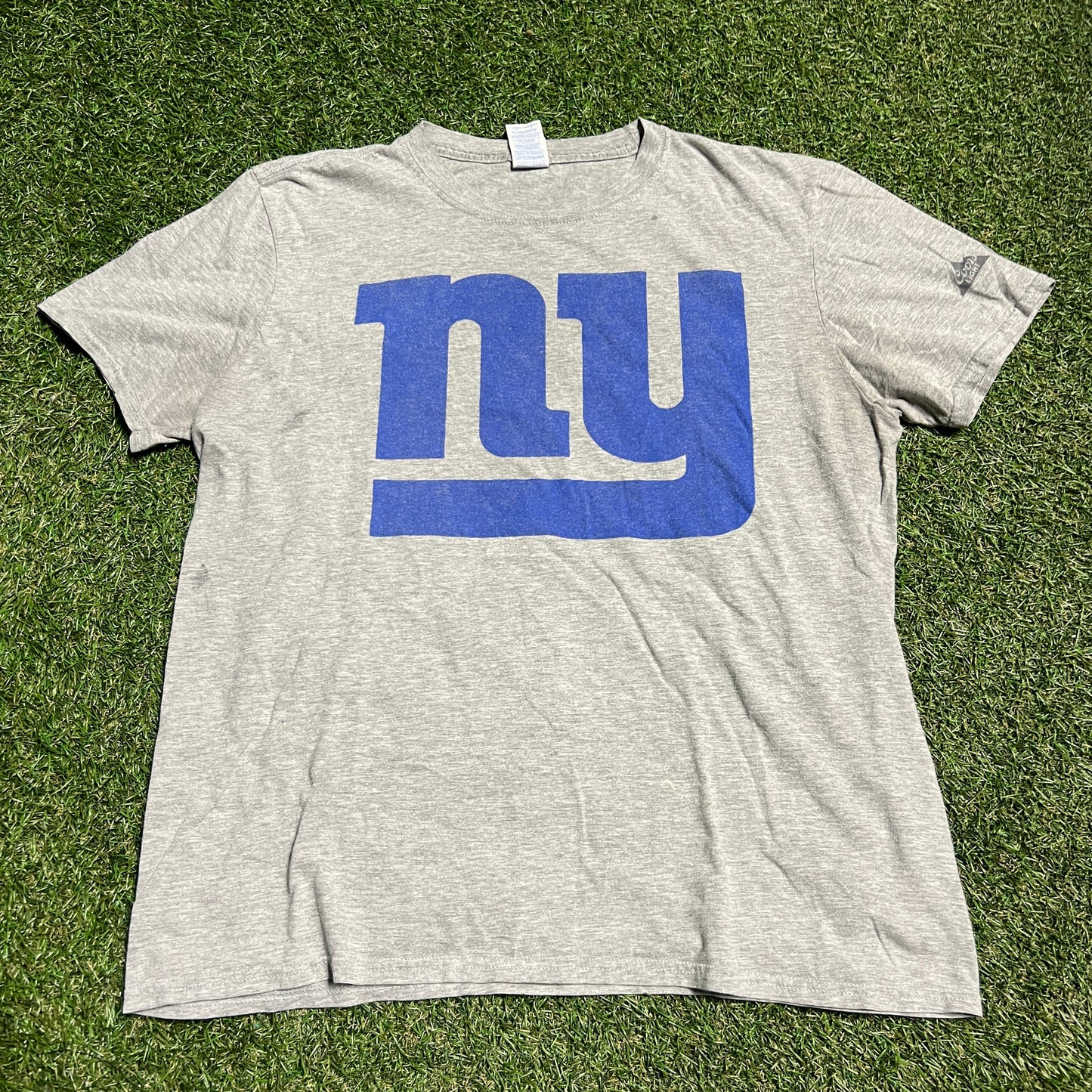 NY Giants grey NY logo tee Size Large USED v14008