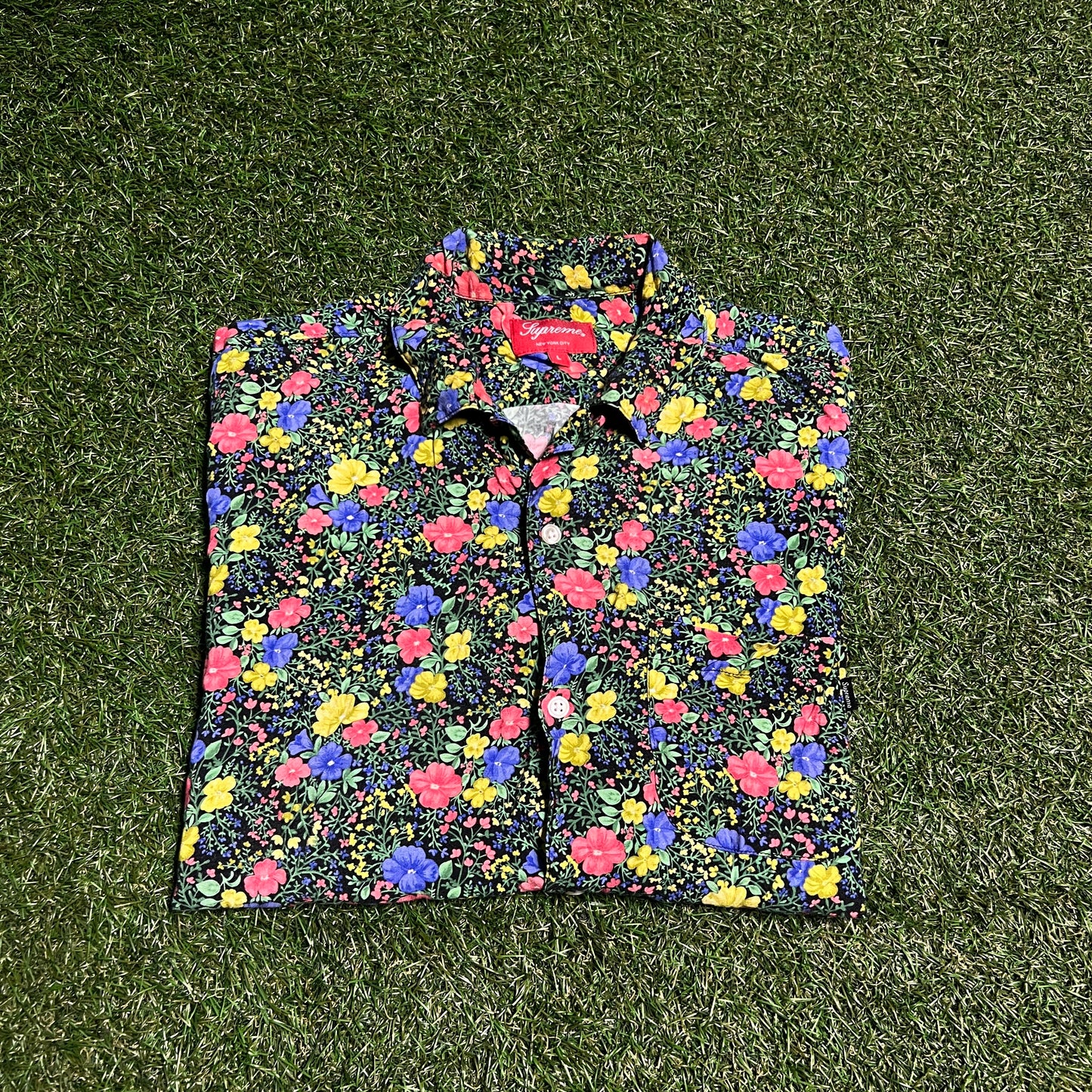 Supreme SS19 Mini Floral Rayon shirt black Size Large USED x11447