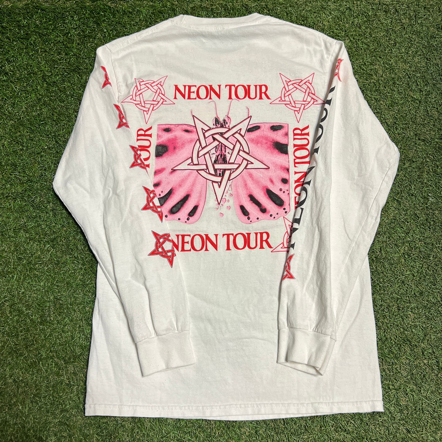 Playboi Carti Neon Tour Girl on front White Longsleeve Size Medium USED v2636