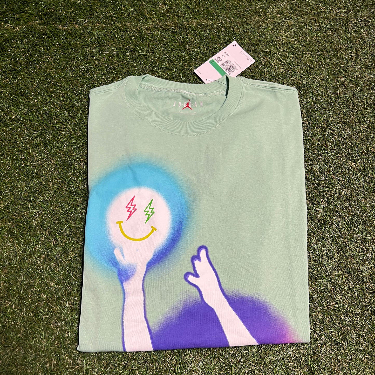 Jordan x J Balvin Multicolor Spraypaint Jump Shot Silhouette Tee Green Size XL NEW x12323