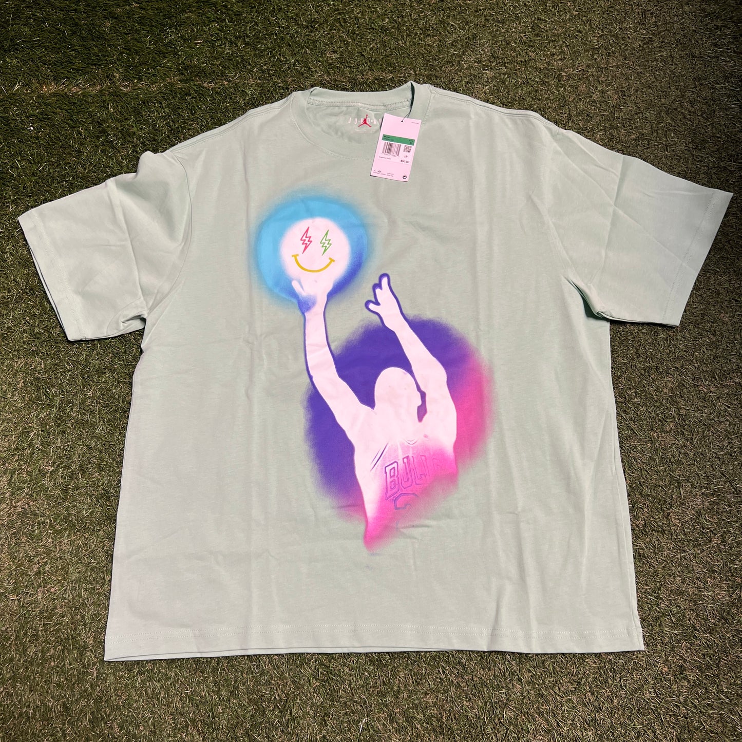 Jordan x J Balvin Multicolor Spraypaint Jump Shot Silhouette Tee Green Size XL NEW x12323