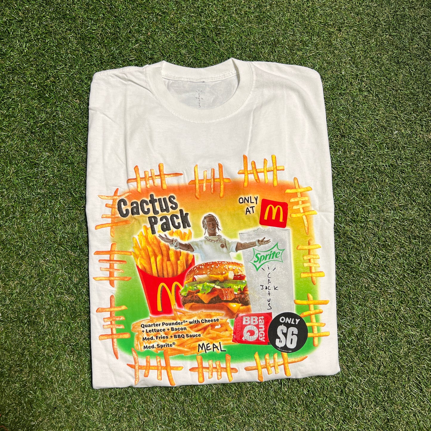 Travis Scott Mcdonalds Cactus Pack White Tee Size Medium NEW x11486