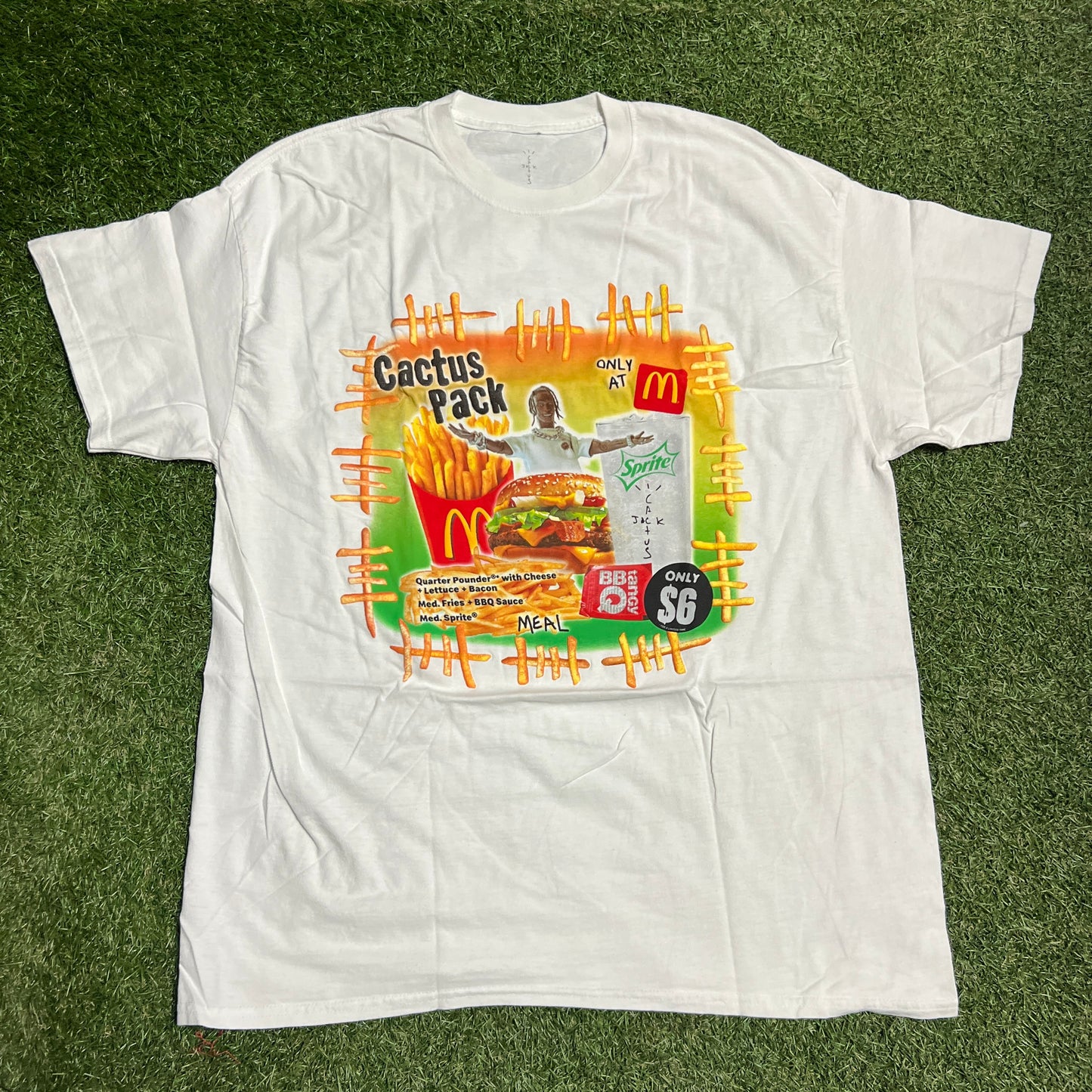 Travis Scott Mcdonalds Cactus Pack White Tee Size Medium NEW x11486
