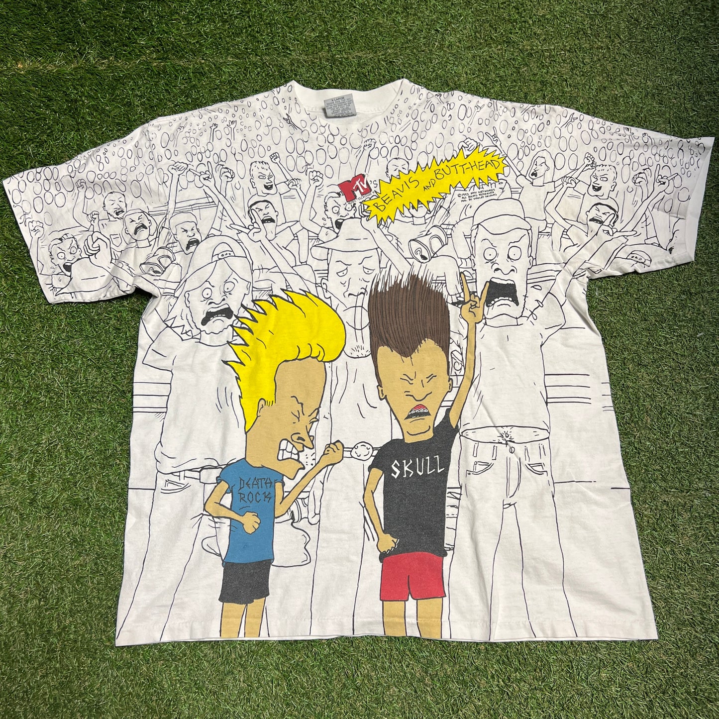 1993 Beavis and Butthead Staney Desantis AOP Tee Size XL USED v14837