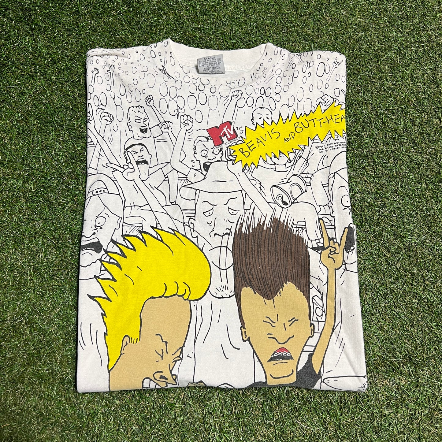 1993 Beavis and Butthead Staney Desantis AOP Tee Size XL USED v14837