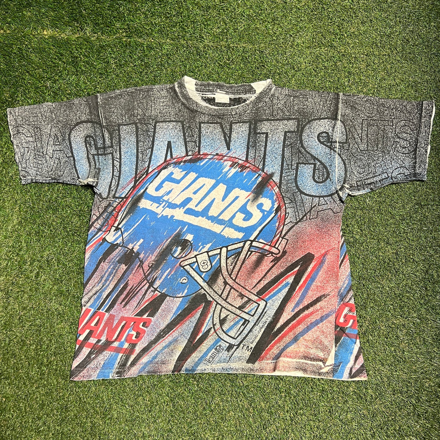 1990s Magic Johnson Tee NY Giants AOP Tee Size Large USED v14812