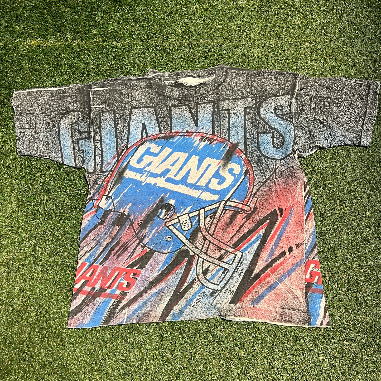 1990s Magic Johnson Tee NY Giants AOP Tee Size Large USED v14812