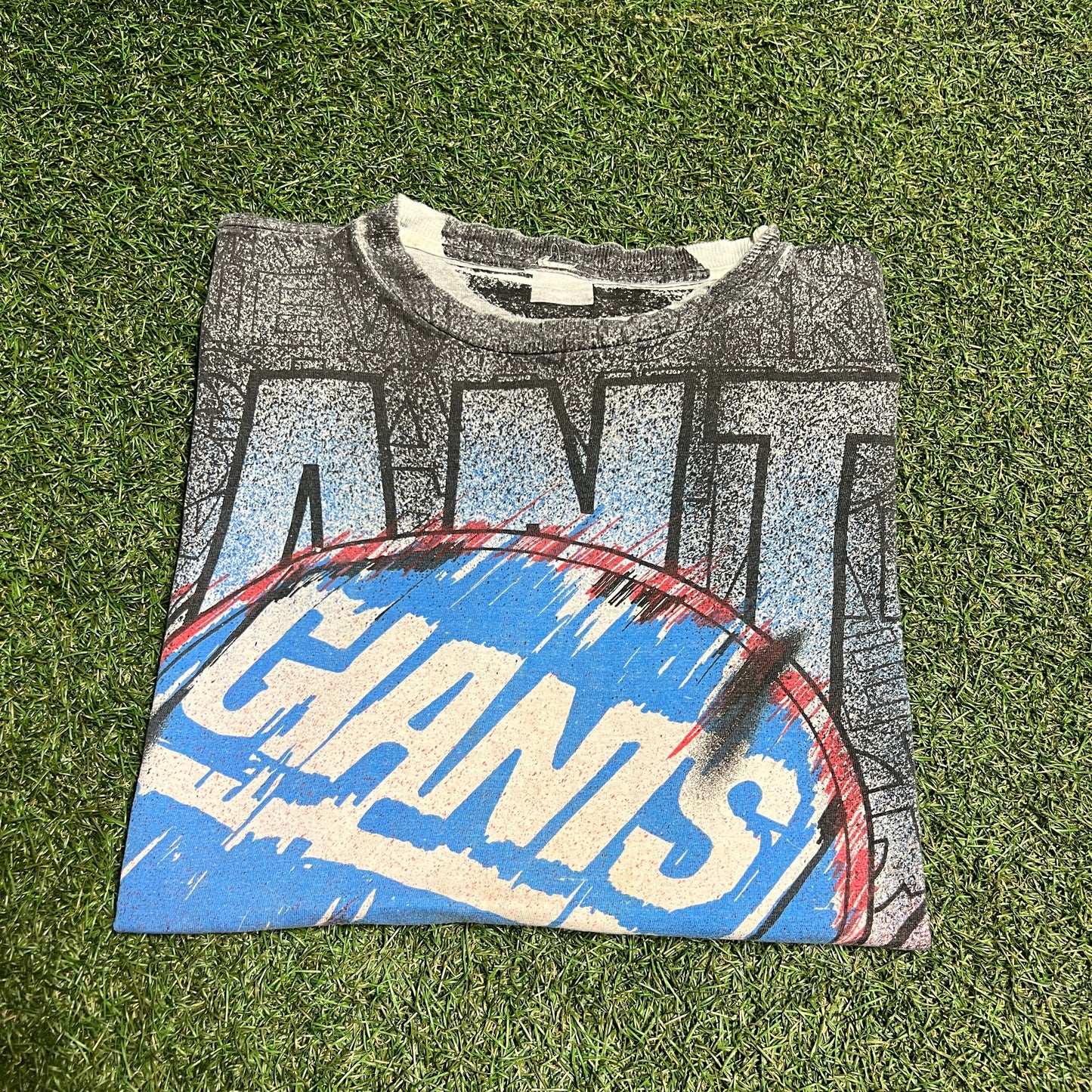 1990s Magic Johnson Tee NY Giants AOP Tee Size Large USED v14812