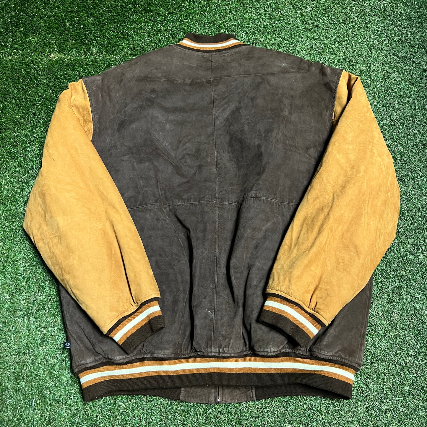 Outkast Clothing Company Suede Varsity Brown Jacket Size XXL USED V14806