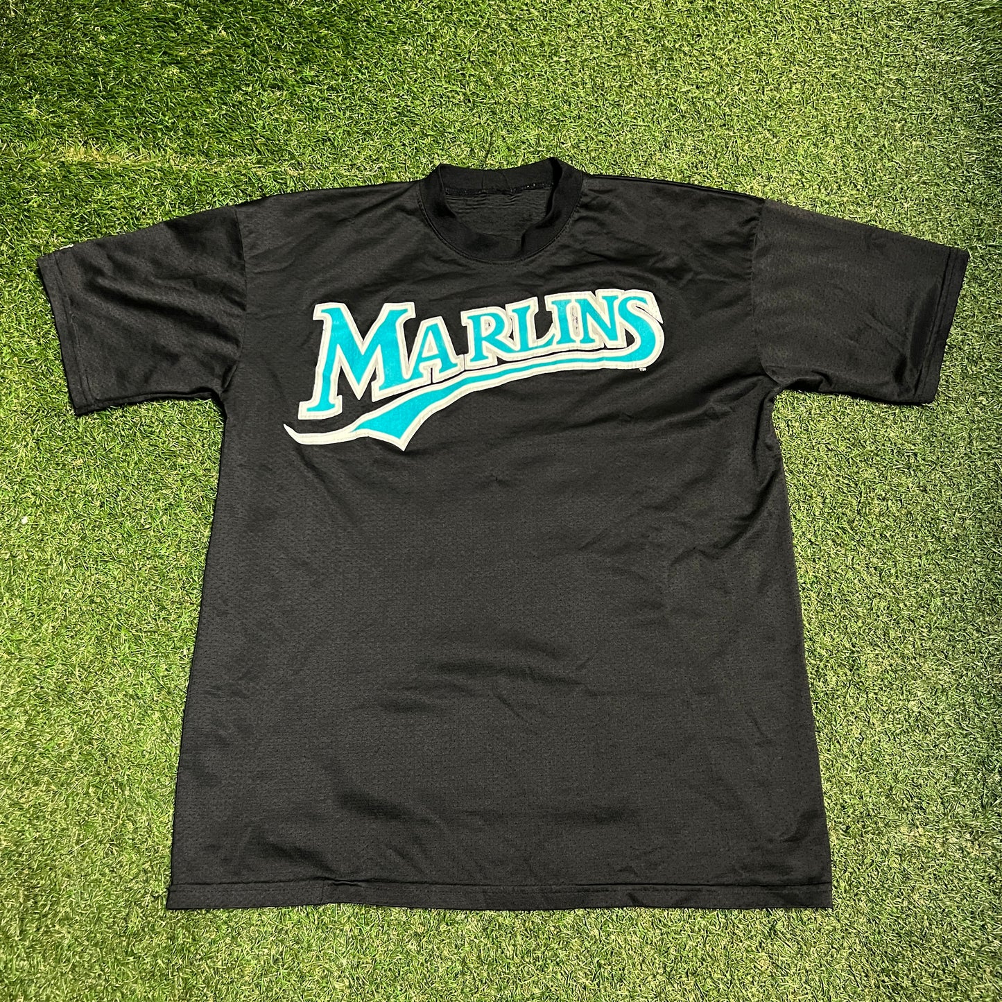 2000s Basic Miami Marlins Black Jersey Size Large USED v15839