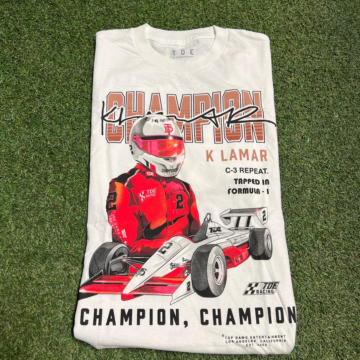 Kendrick Lamar Racing White Tee Size Large USED x1273