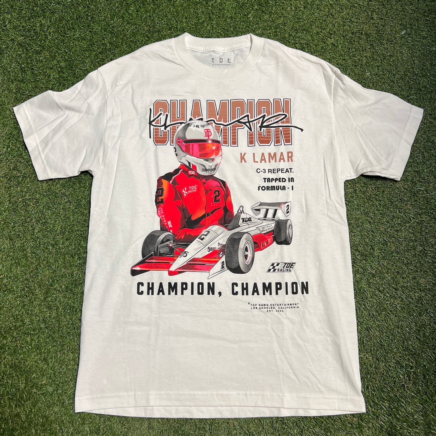 Kendrick Lamar Racing White Tee Size Large USED x1273