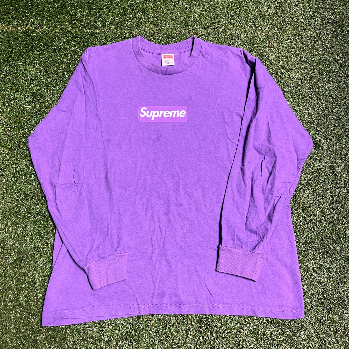 Supreme Box Logo Purple Longsleeve Size Medium USED x11568