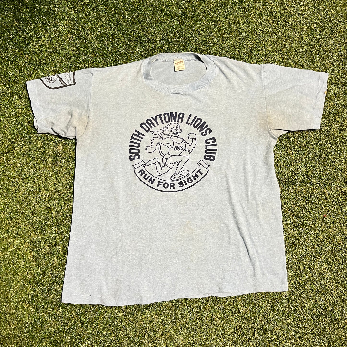1983 South Daytona Run For Sight Blue Tee Size Large USED v15888