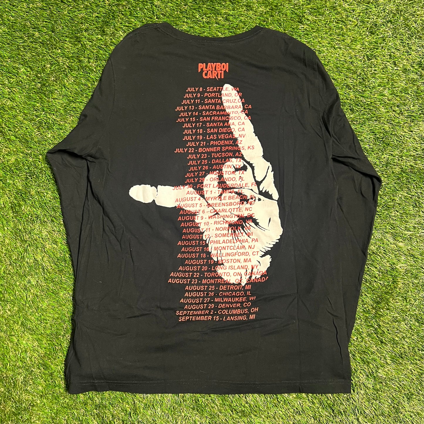 Playboi Carti Knight Black Long Sleeve Tour Size Large USED v2718