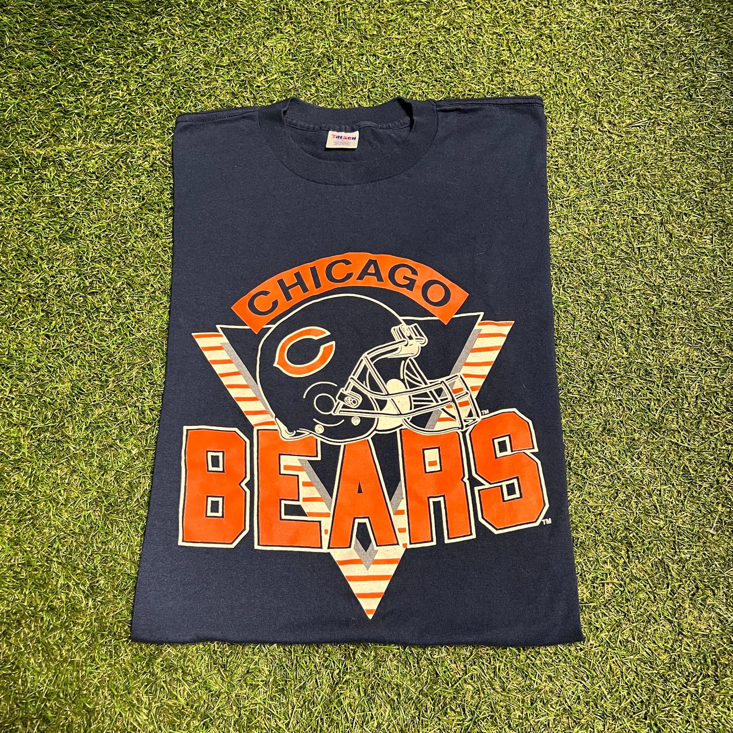1990s Trench Chicago Bears Navy Tee Size XL USED v13927