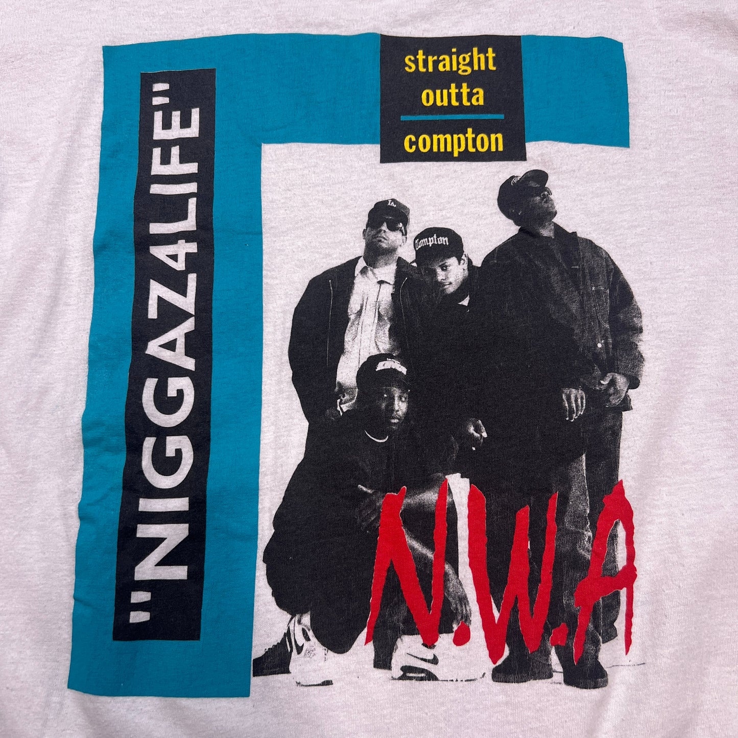 Straight Outta Compton NWA Tee White/Blue Size XL USED v5639