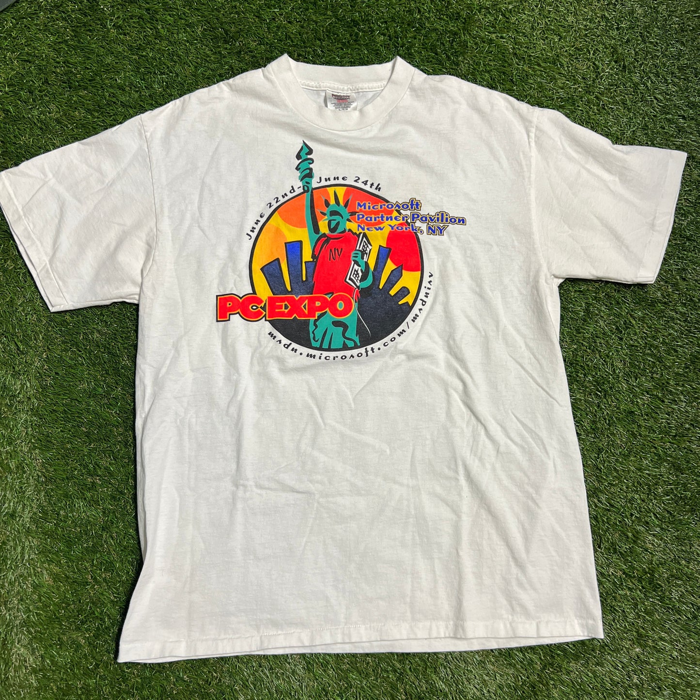 PC EXPO NY Microsoft 1990s Tee White Size XL Used v5635