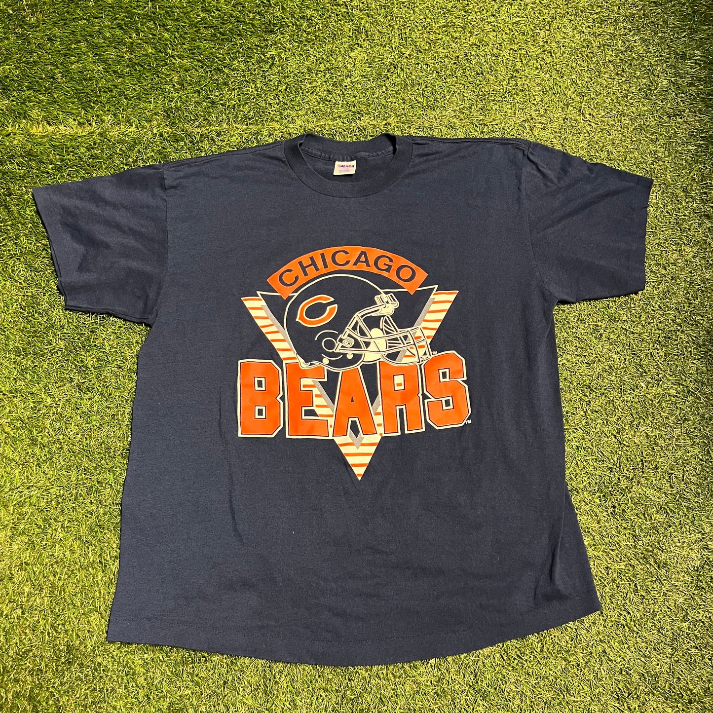 1990s Trench Chicago Bears Navy Tee Size XL USED v13927
