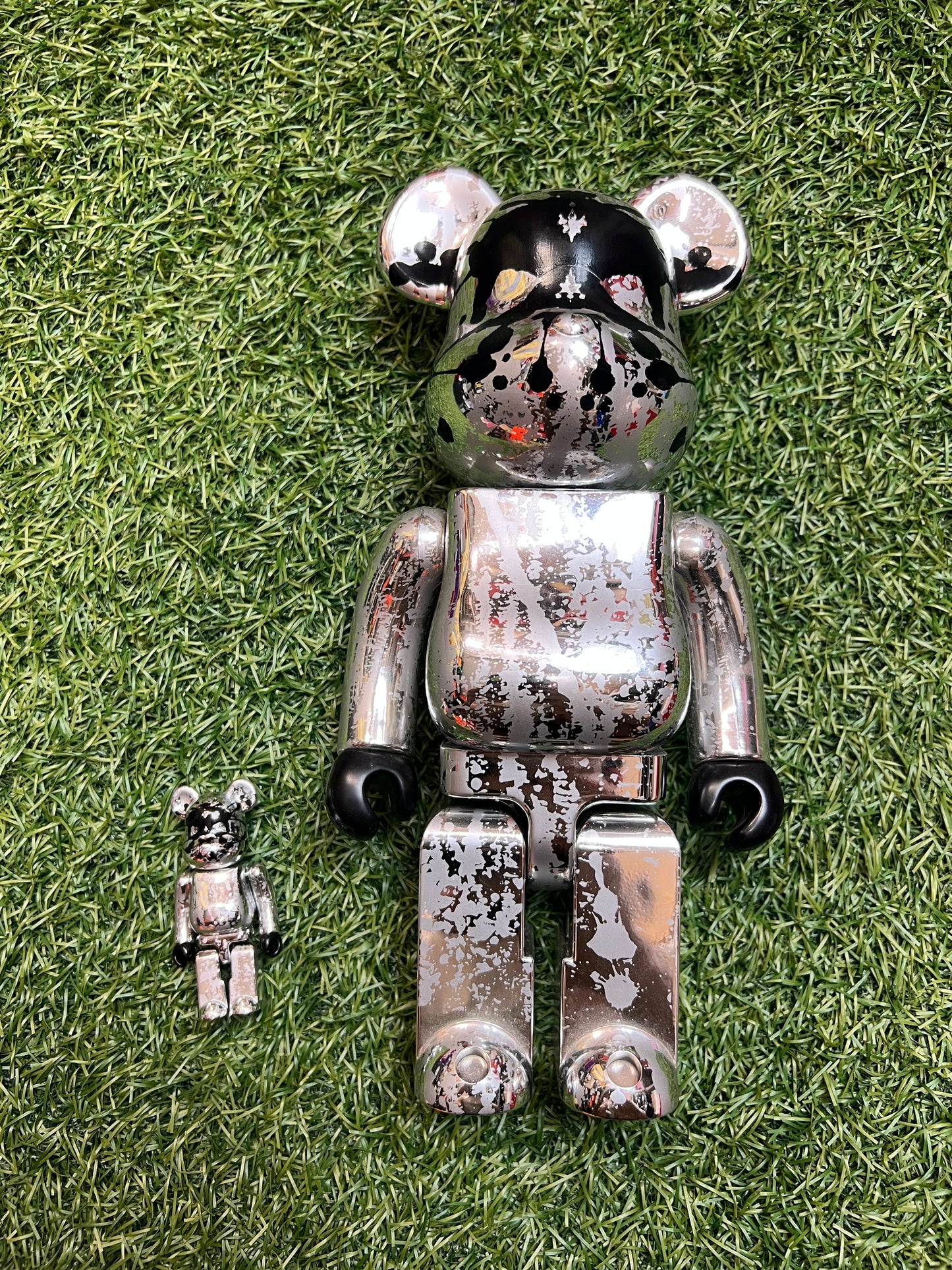 Bearbrick Pushead 100% & 400% 2005 Silver x8056
