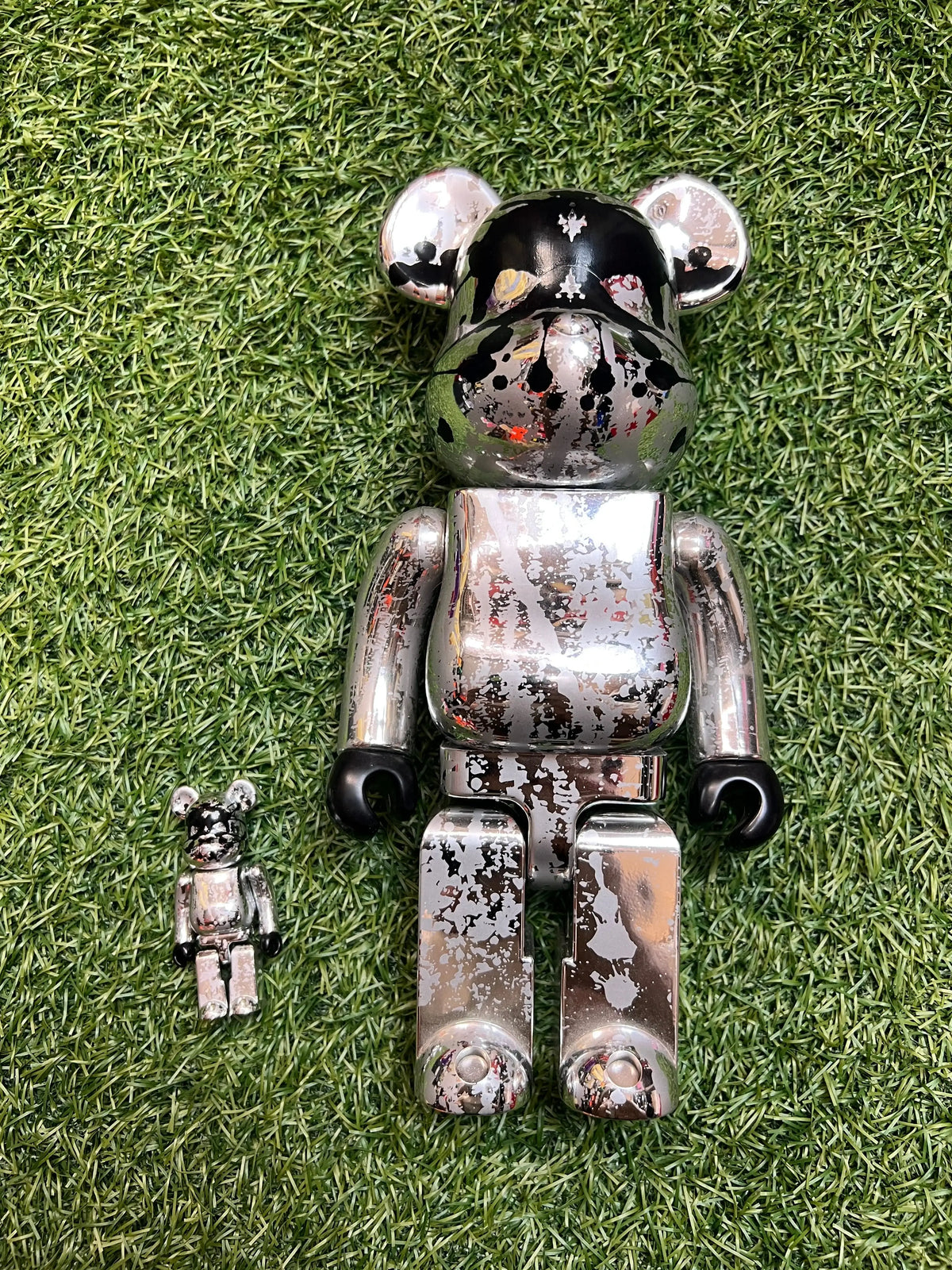 Bearbrick Pushead 100% & 400% 2005 Silver x8056