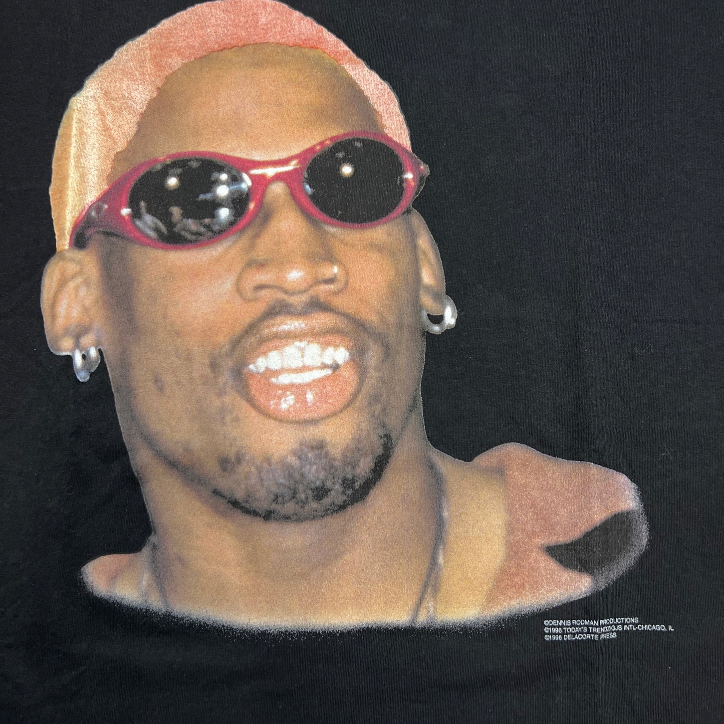 1996 Dennis Rodman Todays Trendz Tee Black Size Large VNDS v12076