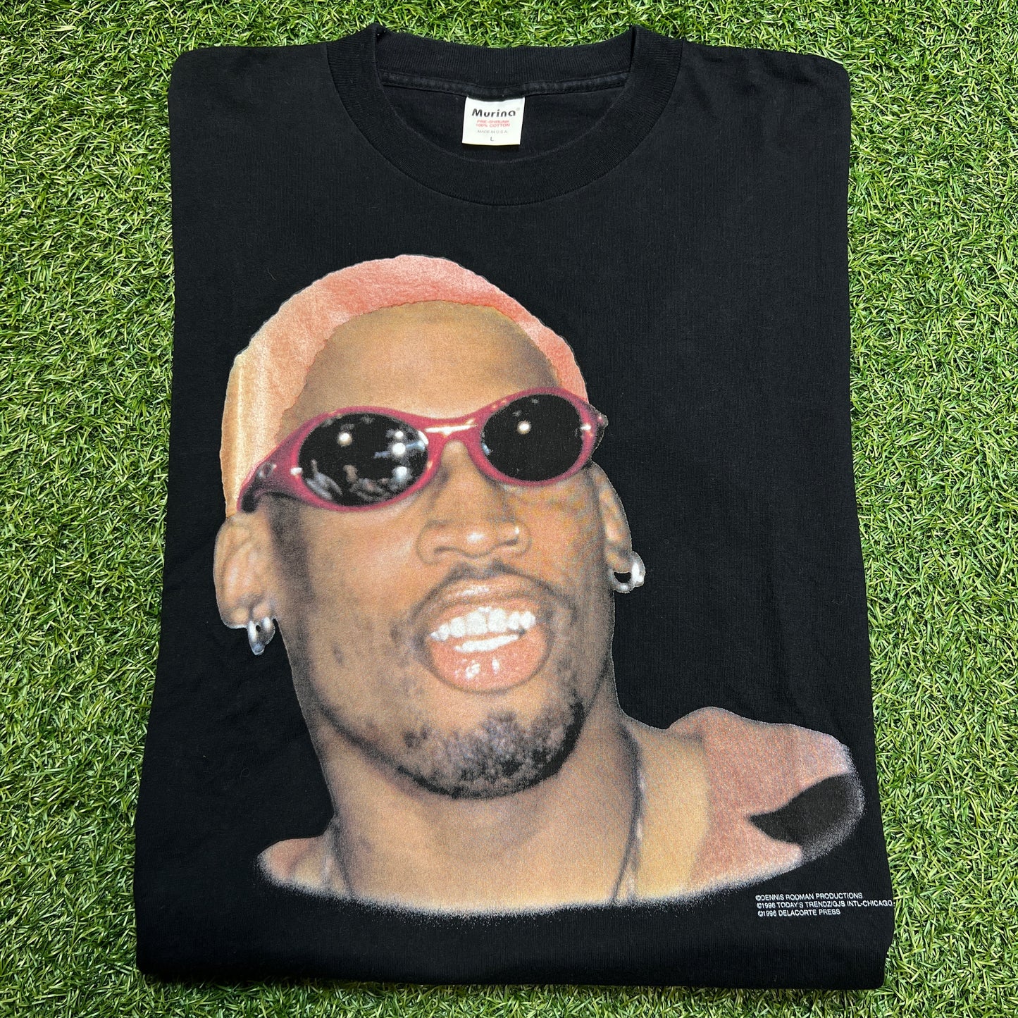 1996 Dennis Rodman Todays Trendz Tee Black Size Large VNDS v12076