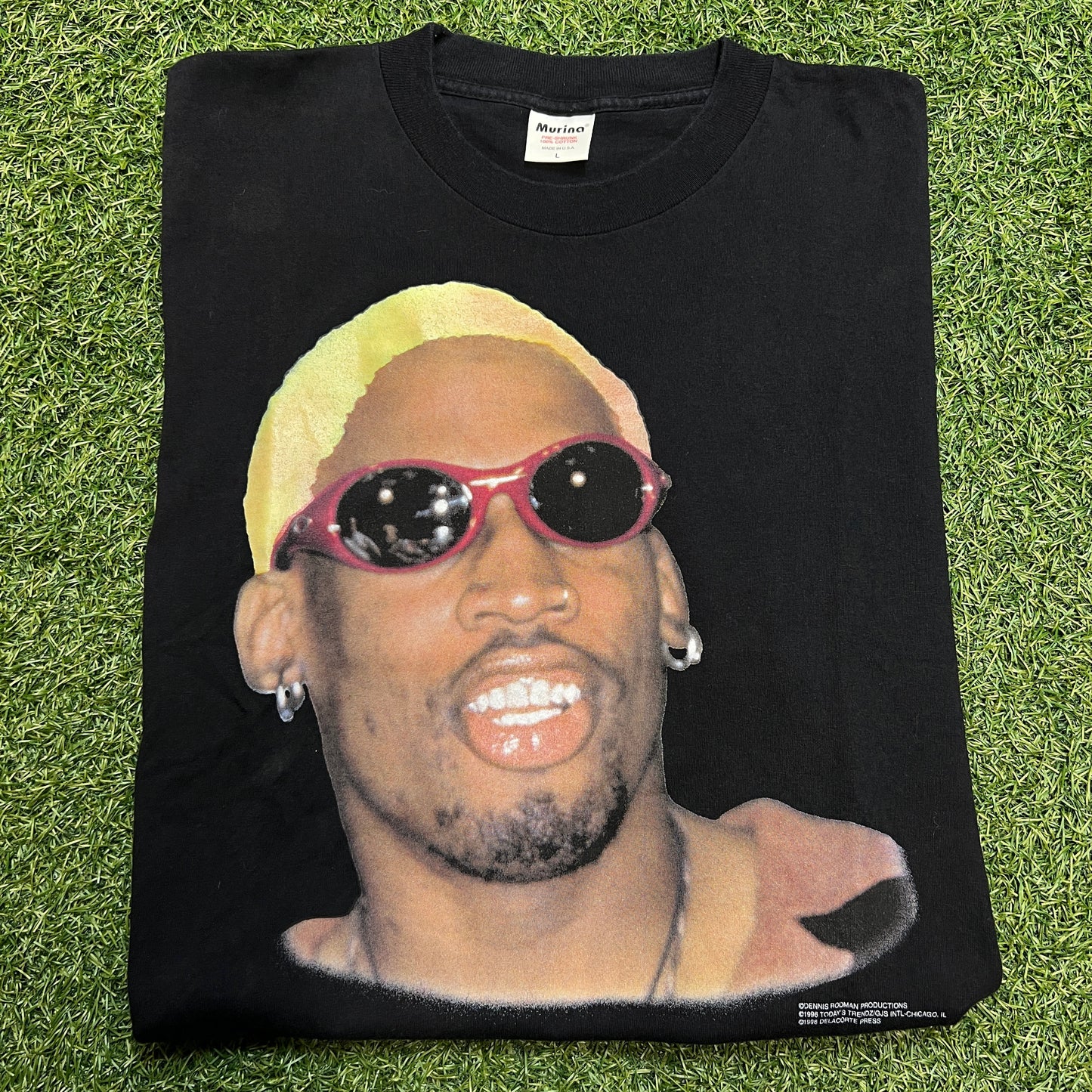 1996 Dennis Rodman Todays Trendz Tee Black Size Large VNDS v12076