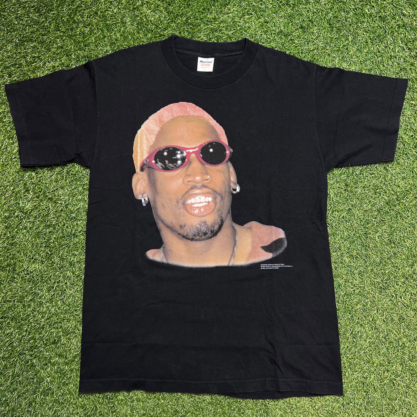 1996 Dennis Rodman Todays Trendz Tee Black Size Large VNDS v12076