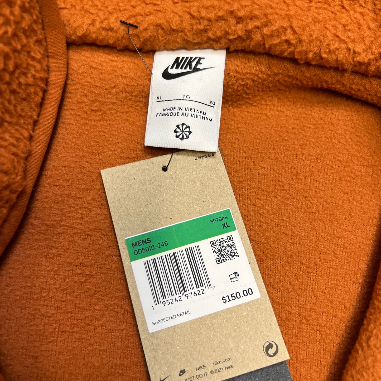 Nike Brown / Red Zip Up Fleece Size XL NEW v12257