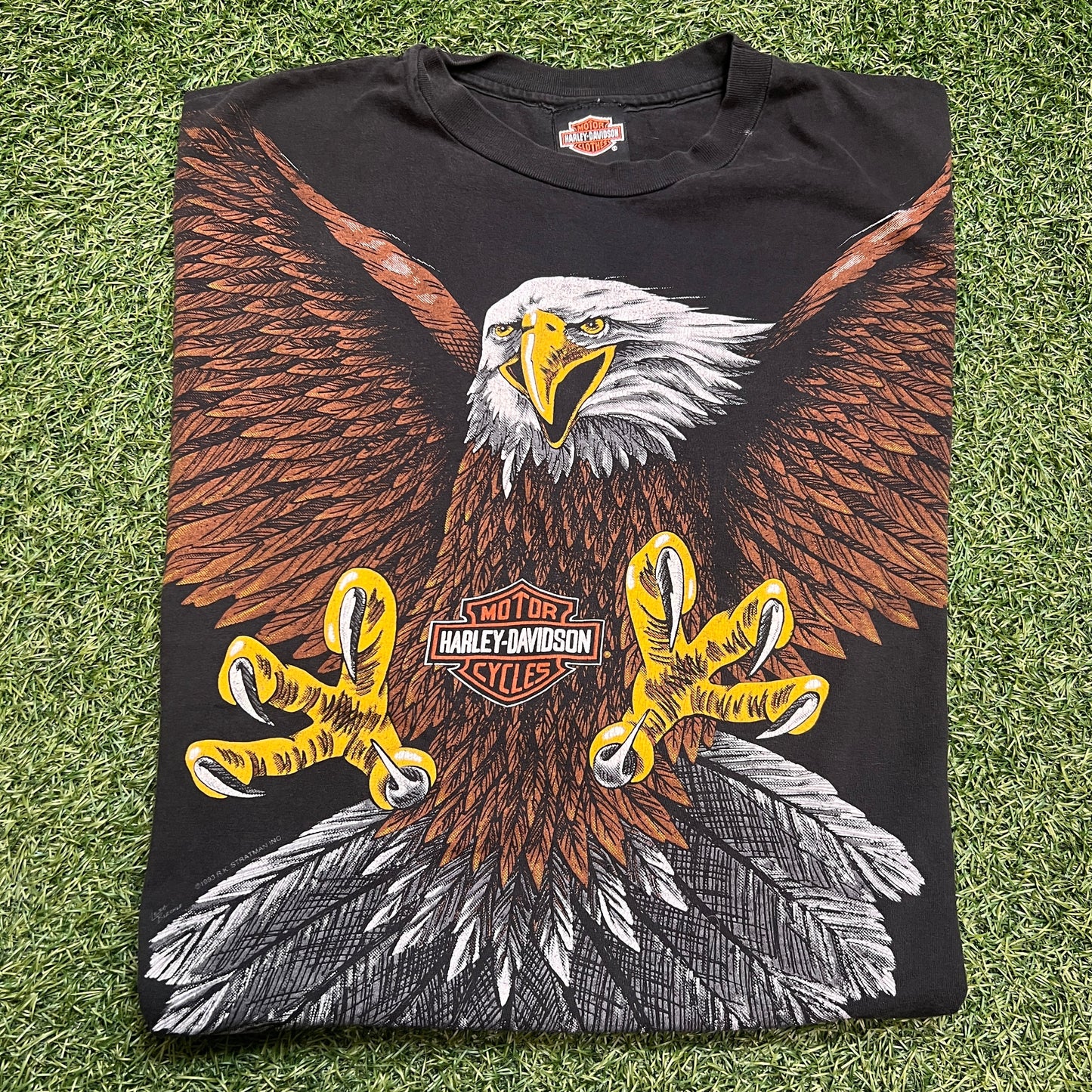 Harley Davidson double sided eagle sioux city tee black Size XXL USED v12525